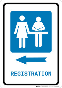 Registration Left Arrow with Icon Portrait v2 - Wall Sign