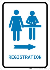 Registration Right Arrow with Icon Portrait - Wall Sign