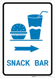 Snack Bar Right Arrow with Icon Portrait - Wall Sign