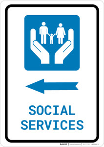 Social Services Left Arrow with Icon Portrait v2 - Wall Sign