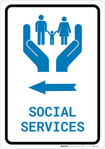 Social Services Left Arrow with Icon Portrait - Wall Sign