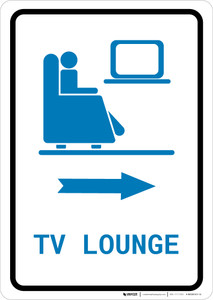 Tv Lounge Right Arrow with Icon Portrait - Wall Sign
