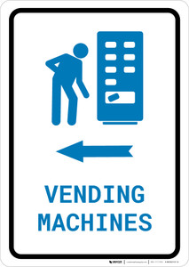 Vending Machines Left Arrow with Icon Portrait - Wall Sign