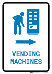 Vending Machines Right Arrow with Icon Portrait - Wall Sign