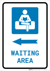 Waiting Area Left Arrow with Icon Portrait v2 - Wall Sign