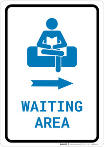 Waiting Area Right Arrow with Icon Portrait - Wall Sign