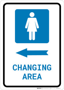 Womens Changing Area Left Arrow with Icon Portrait v2 - Wall Sign