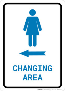 Womens Changing Area Left Arrow with Icon Portrait - Wall Sign