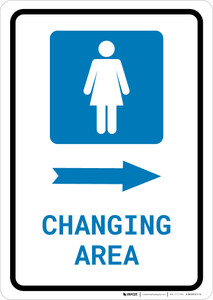 Womens Changing Area Right Arrow with Icon Portrait v2 - Wall Sign