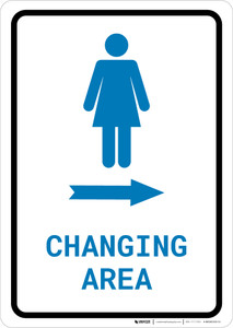 Womens Changing Area Right Arrow with Icon Portrait - Wall Sign