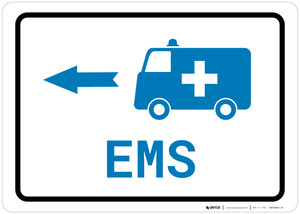 EMS Medical Van Left Arrow with Icon Landscape v2 - Wall Sign