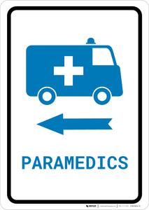Paramedics Left Arrow with Icon Portrait v2 - Wall Sign