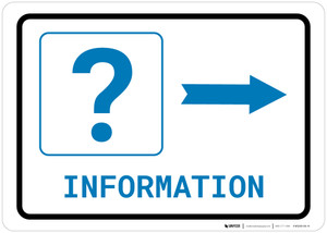 Information Right Arrow with Question Mark Landscape v2 - Wall Sign