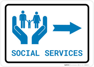 Social Services Right Arrow with Icon Landscape v2 - Wall Sign