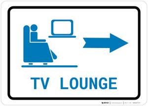 TV Lounge Right Arrow with Icon Landscape v2 - Wall Sign