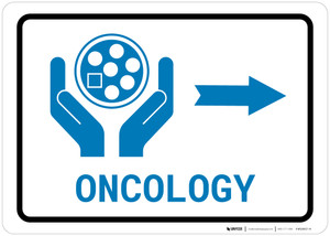 Oncology Right Arrow with Icon Landscape v2 - Wall Sign