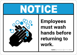 Notice: Employees Wash Hands ANSI Landscape - Wall Sign