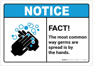 Notice: FACT Hands Spread Germs ANSI Landscape - Wall Sign