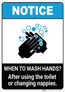 Notice: Wash Hands After Using Toilet ANSI Portrait - Wall Sign