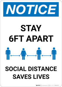 Notice: Social Distancing Saves Lives ANSI Portrait - Wall Sign