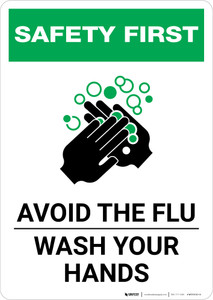 Safety First: Avoid The Flu Wash Your Hands Portrait - Wall Sign