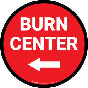 Burn Center Arrow Left Circular - Floor Sign
