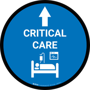 Critical Care Straight Ahead Arrow with Icon Circular - Floor Sign