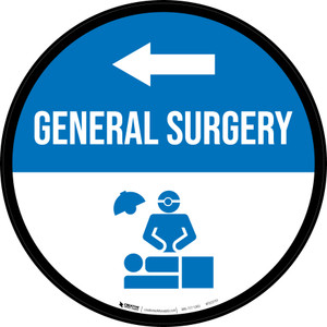 General Surgery Left Arrow with Icon Circular - Floor Sign