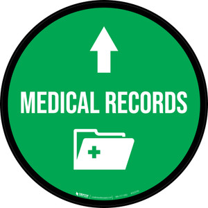 Medical Records Straight Ahead Arrow with Icon Circular - Floor Sign