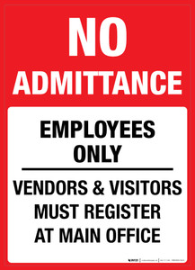 No Admittance: Employees Only - Wall Sign No Admittance: Employees Only - Wall Sign