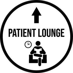 Patient Lounge Straight Ahead Arrow with Icon Circular - Floor Sign