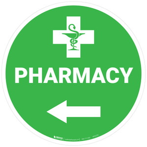 Pharmacy Arrow Left Circular - Floor Sign