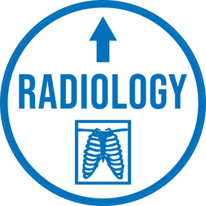 Radiology Ahead Arrow with Icon Circular - Floor Sign