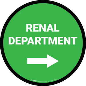 Renal Department Arrow Right Circular - Floor Sign