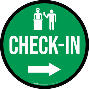 Check-In Right Arrow with Icon Circular - Floor Sign