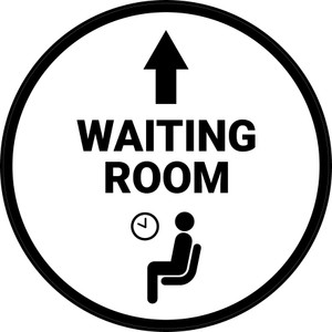 Waiting Room Straight Ahead Arrow with Icon Circular - Floor Sign