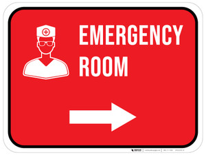 Emergency Room Right Arrow with Dr Icon Rectangular - Floor Sign