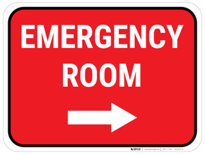 Emergency Room Right with Arrow Rectangular - Floor Sign