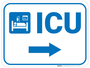 ICU Right Arrow with Icon Rectangular - Floor Sign