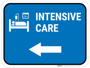 Intensive Care Left Arrow with Icon Rectangular - Floor Sign