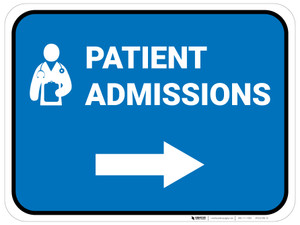 Patient Admissions Right Arrow with Icon Rectangular - Floor Sign