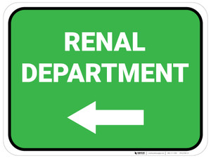 Renal Department Arrow Left Rectangular - Floor Sign