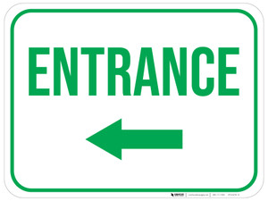 Entrance Left with Arrow Rectangular - Floor Sign