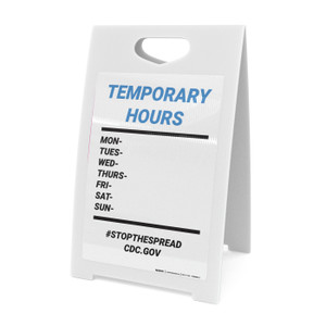 Temporary Hours: Stop The Spread Cdc Gov - A-Frame Sign