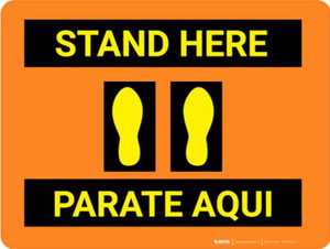 Stand Here/Parate Aqui - Floor Sign