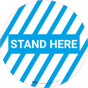 Stand Here Striped (Blue) - Floor Sign