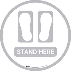 Stand Here with Feet Icon (Gray) - Floor Sign Stand Here with Feet Icon (Gray) - Floor Sign