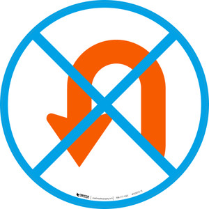 U-Turn Prohibited Icon - Floor Sign