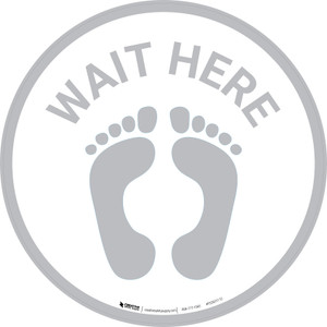 Wait Here with Feet Icon (Gray) - Floor Sign Wait Here with Feet Icon (Gray) - Floor Sign