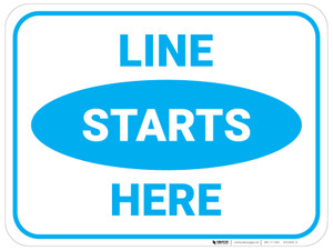 Line Starts Here - Blue - Floor Sign
